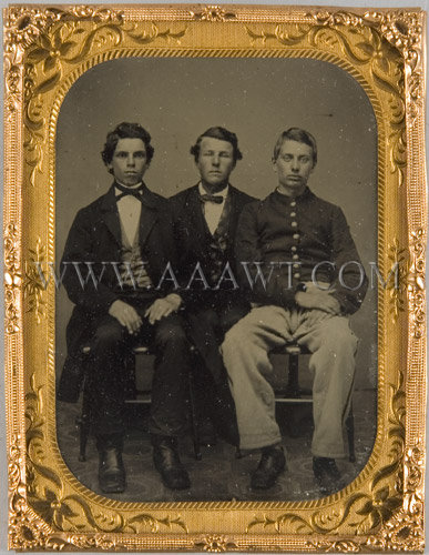 Quarter Plate Tintype
Soldier and Two Friends, entire view